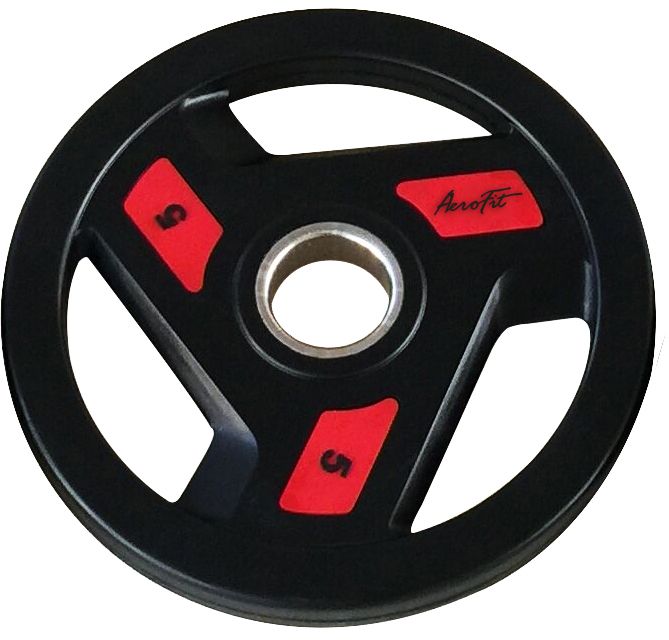 Фото олимпийский обрезиненный диск aerofit 5 кг, черно-красный