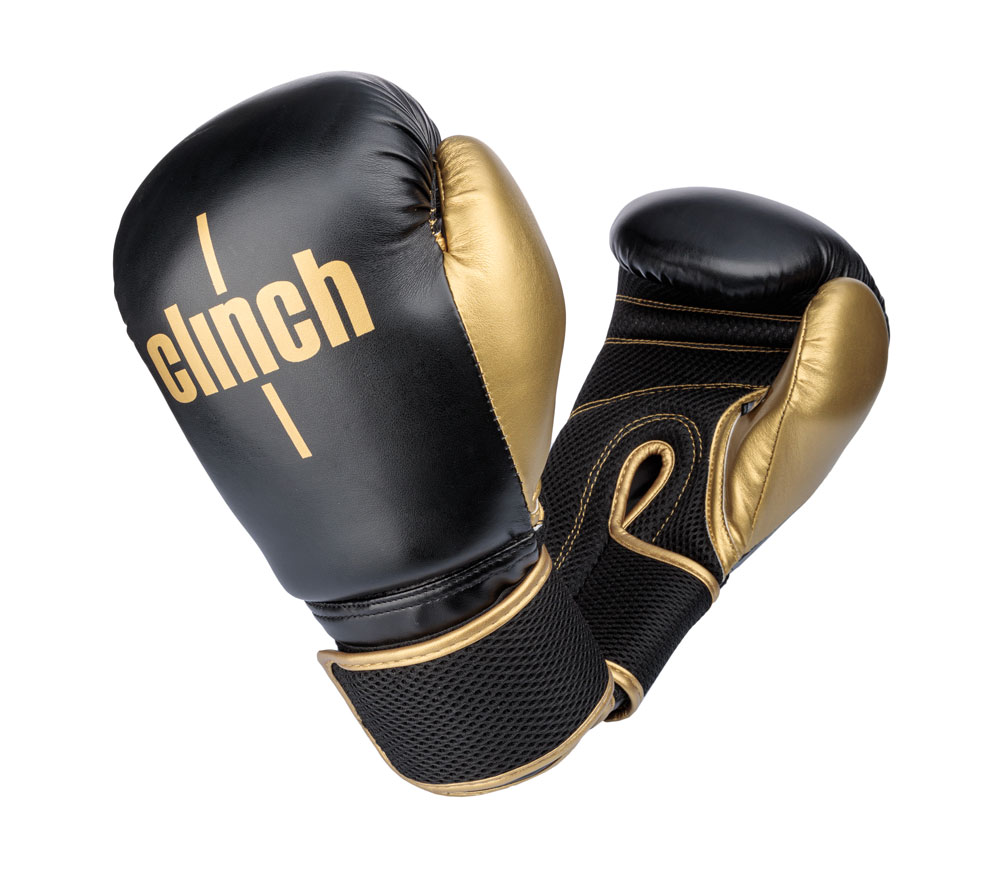 Фото перчатки боксерские clinch aero черно-золотые c135