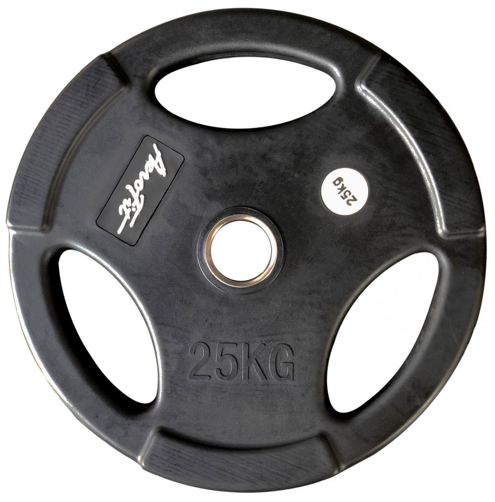 Фото олимпийский обрезиненный диск aerofit 25 кг, черный матовый