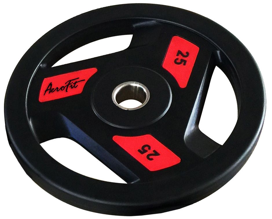Фото олимпийский обрезиненный диск aerofit 25 кг, черно-красный