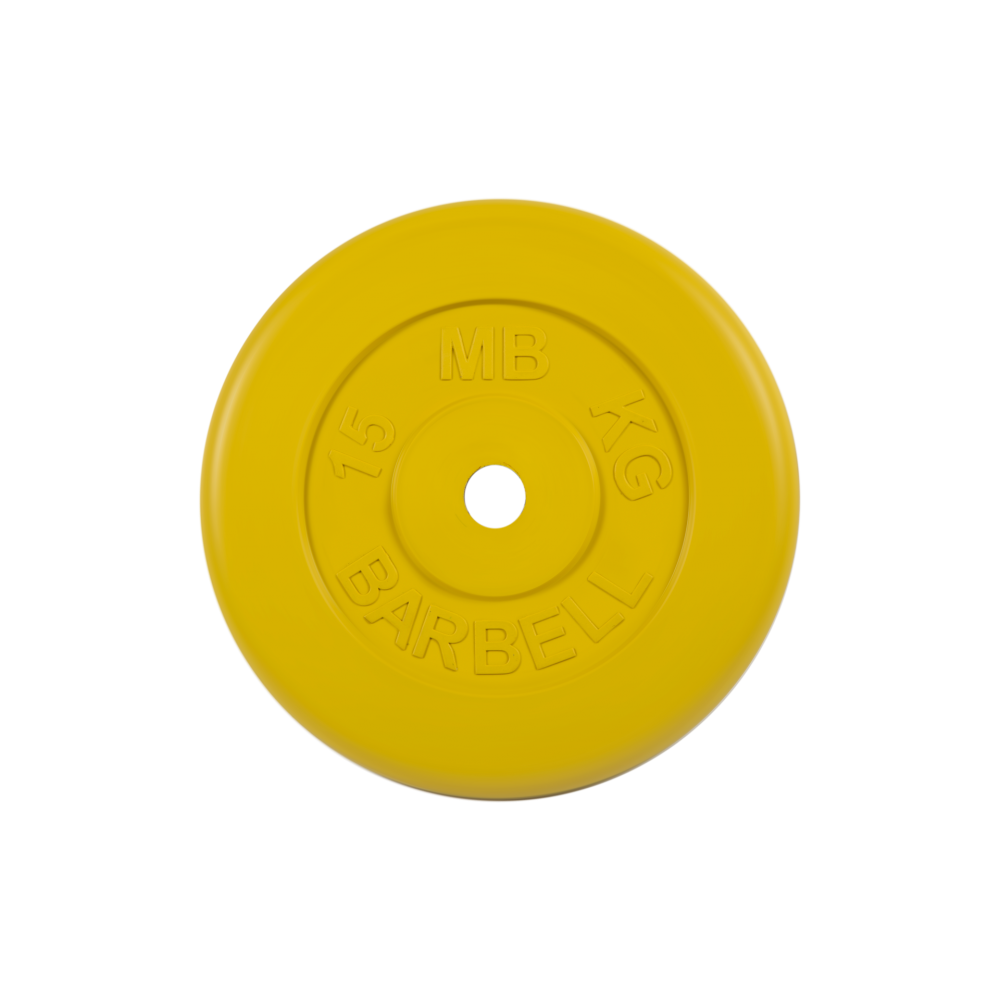 Фото диск обрезиненный "стандарт", жёлтый, 15 кг mb-pltc31-15
