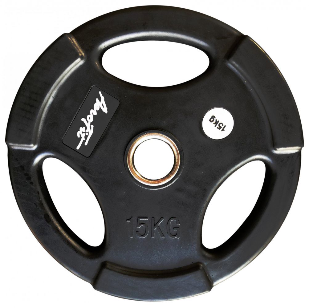 Фото олимпийский обрезиненный диск aerofit 15 кг, черный матовый