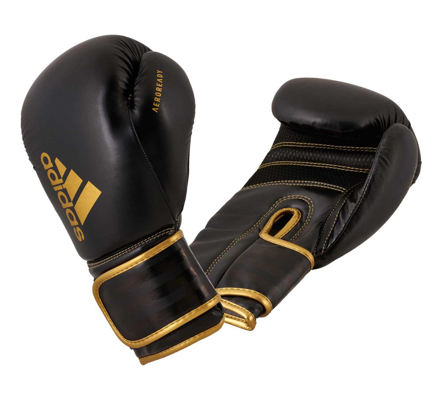Фото перчатки боксерские hybrid 80 черно-золотые adih80