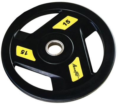 Олимпийский обрезиненный диск Aerofit 15 кг, черно-желтый