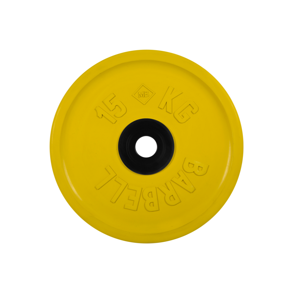 Фото диск обрезиненный "евро-классик", жёлтый, 15 кг mb-pltce-15
