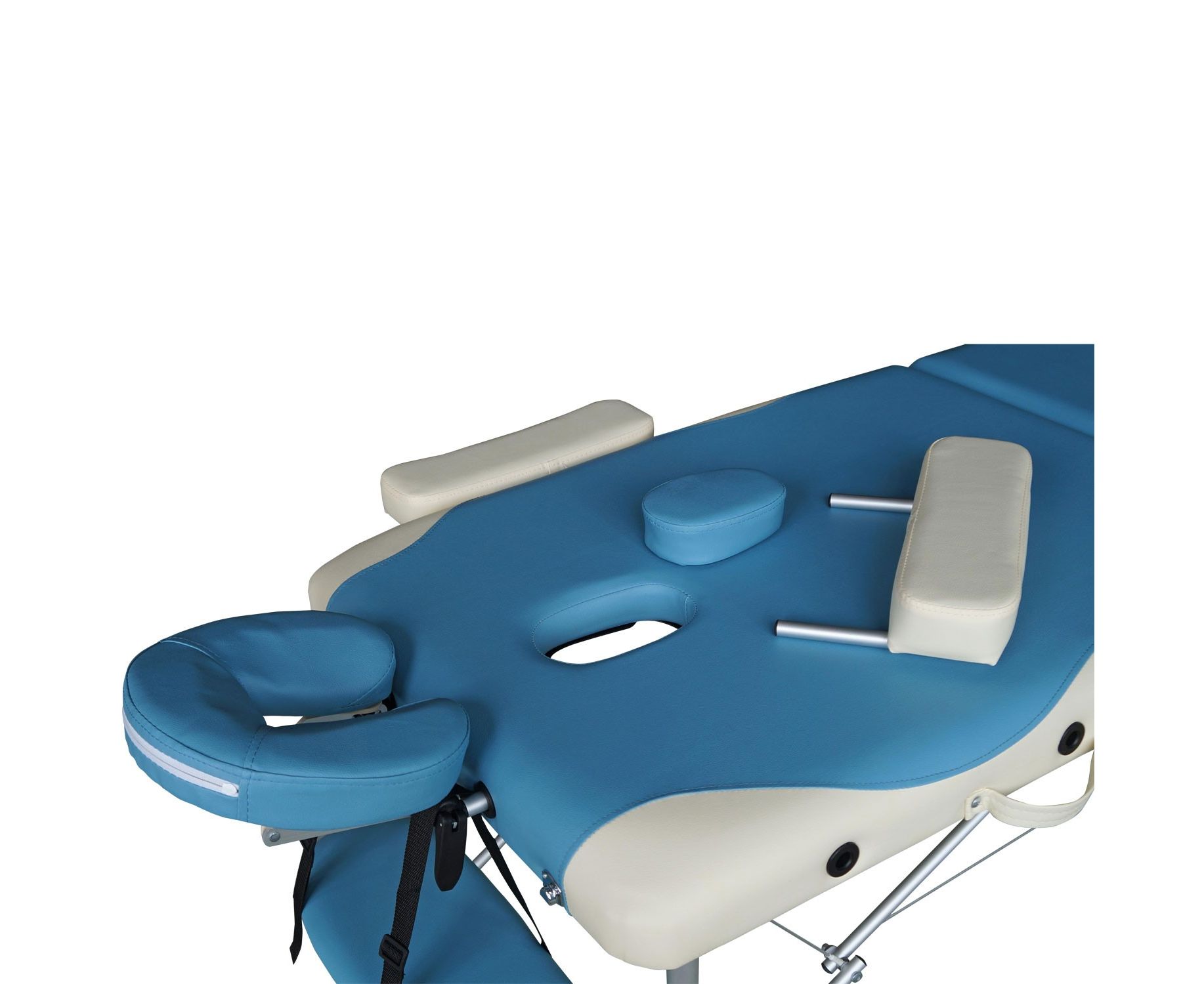 Фото массажный стол dfc nirvana elegant deluxe, цвет голубой с бежевым