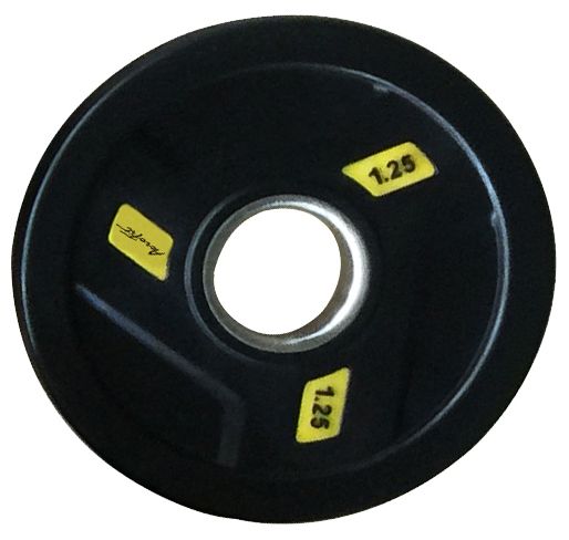 Фото олимпийский обрезиненный диск aerofit 1,25 кг, черно-желтый