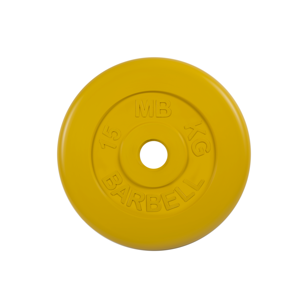 Фото диск обрезиненный "стандарт", жёлтый, 15 кг mb-pltc51-15