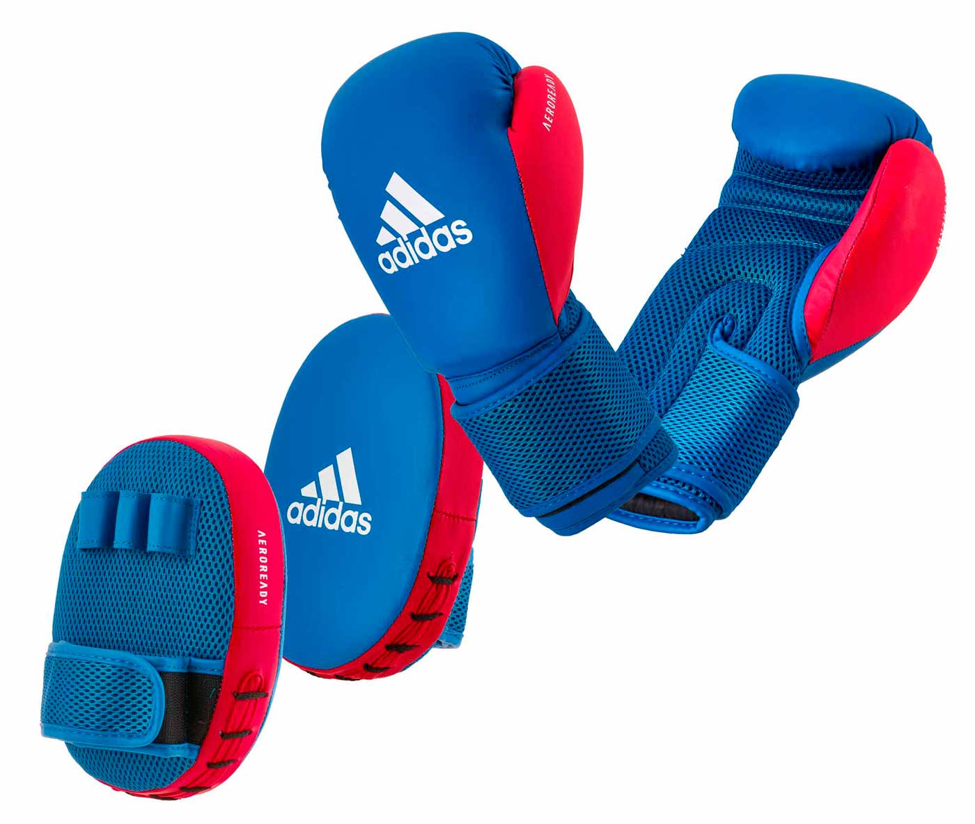Фото боксерский набор kids boxing kit 2 [перчатки и лапы] сине-красный adibtkk02