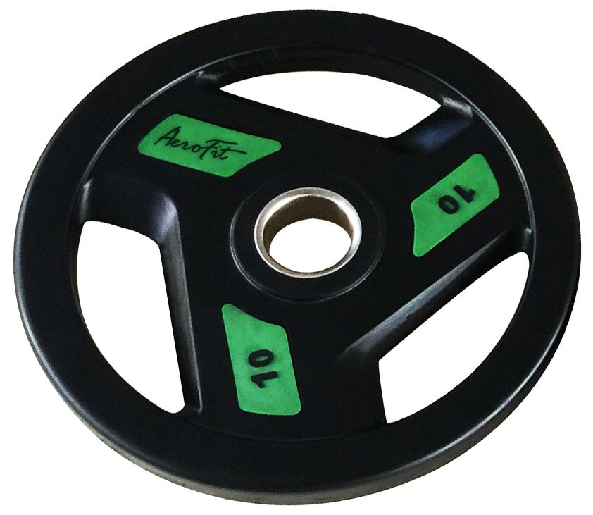 Фото олимпийский обрезиненный диск aerofit 10 кг, черно-зеленый