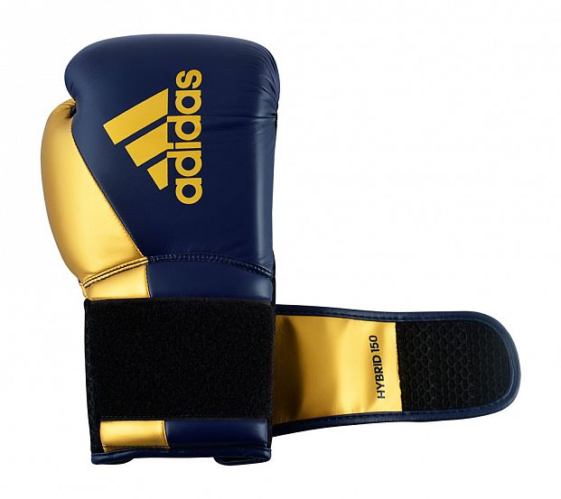 Фото перчатки боксерские hybrid 150 темносине-золотые adih150tgw